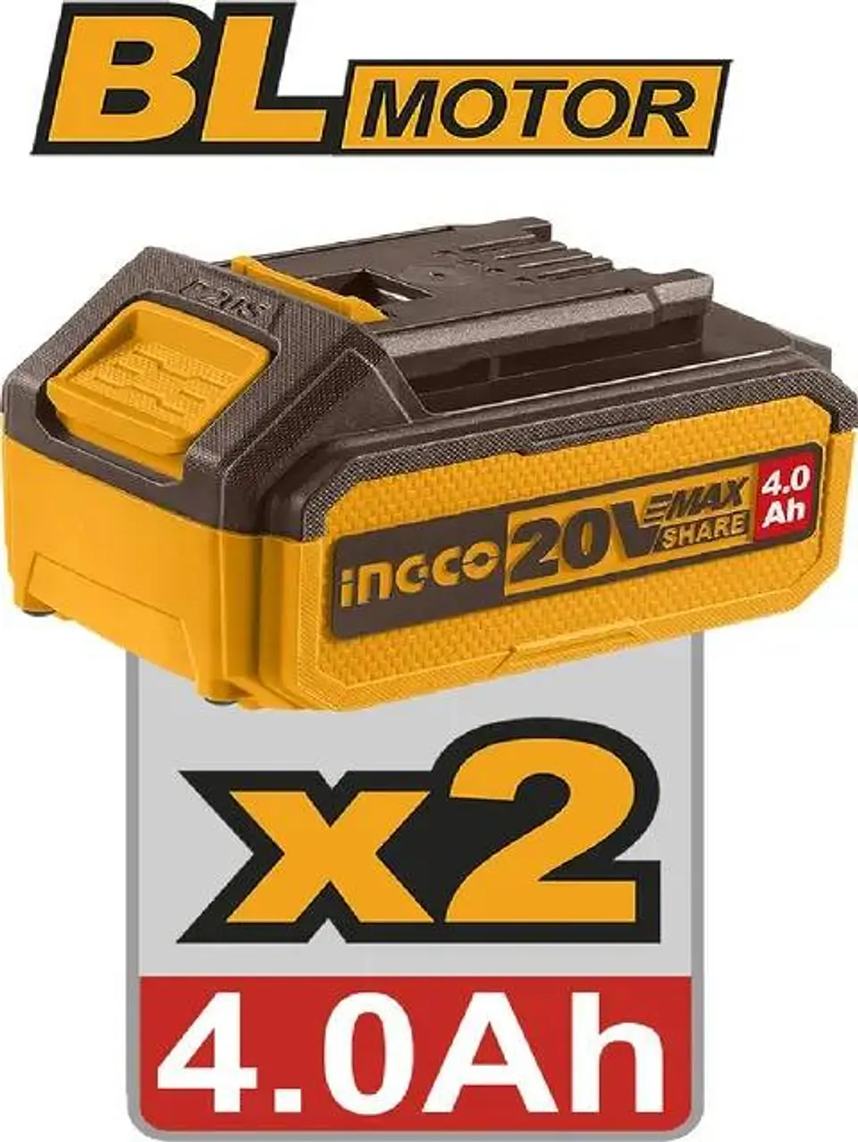 Taladro Percutor Bl 20v 96nm 2 Bate Maleta Ingco Cidli209686 Naranja Claro 50 Hz / 60 Hz 12