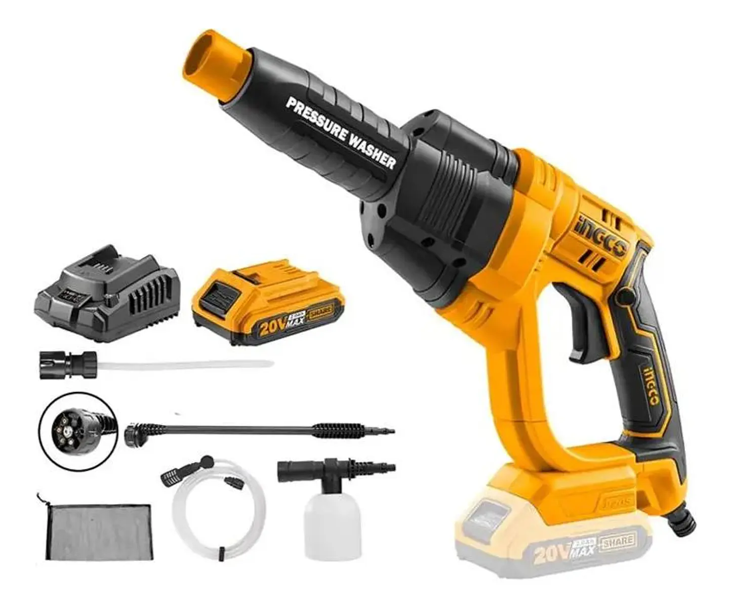 Hidrolavadora Inalambrica 20v Ingco + Bat+ Carg+ 5 Acc Naranja 50 Hz/60 Hz 13