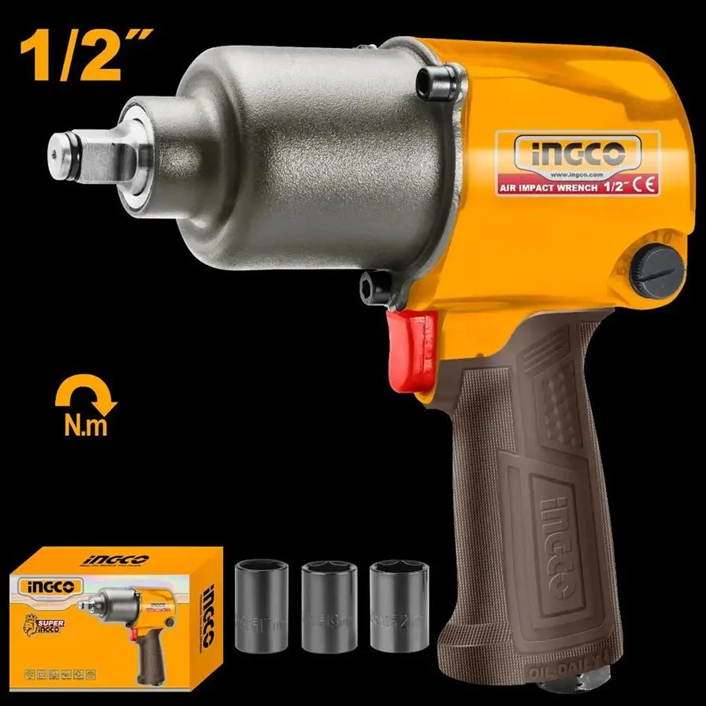 Llave Pistola De Impacto Neumatica 1/2 610 Nm Ingco Aiw12562 7