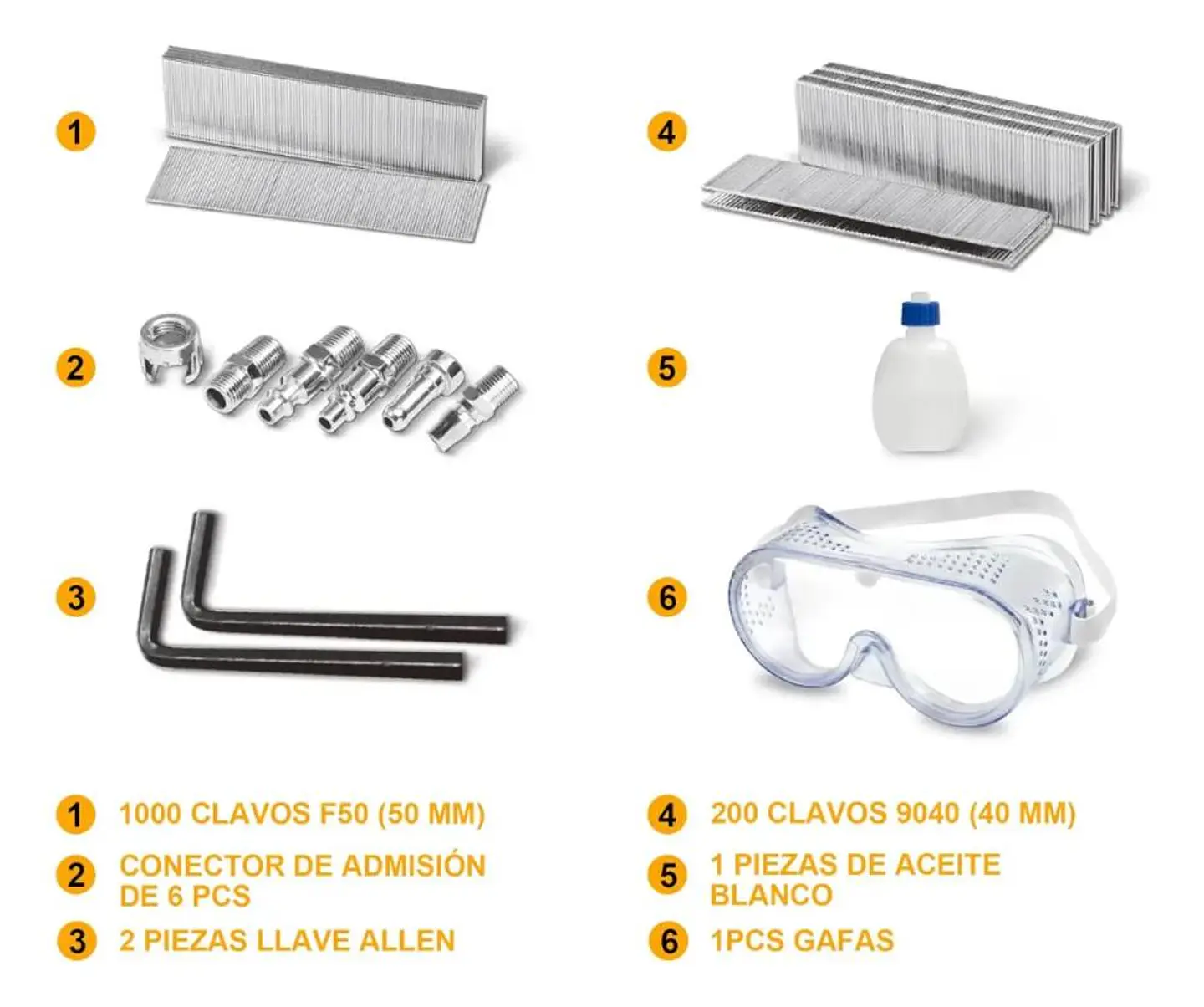 Clavadora Engrapadora Neumática 2 En 1 Ingco Acn50401 Grapas 14