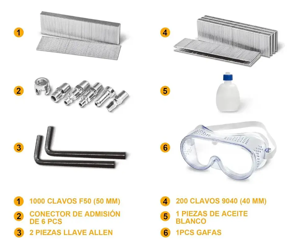Clavadora Engrapadora Neumática 2 En 1 Ingco Acn50401 Grapas 14