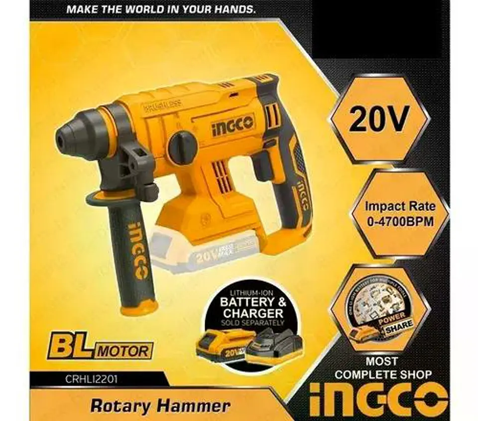 Rotomartillo Inalámbrico Brushless Ingco 20v Indus Crhli2201 Naranja Claro 60 Hz 8