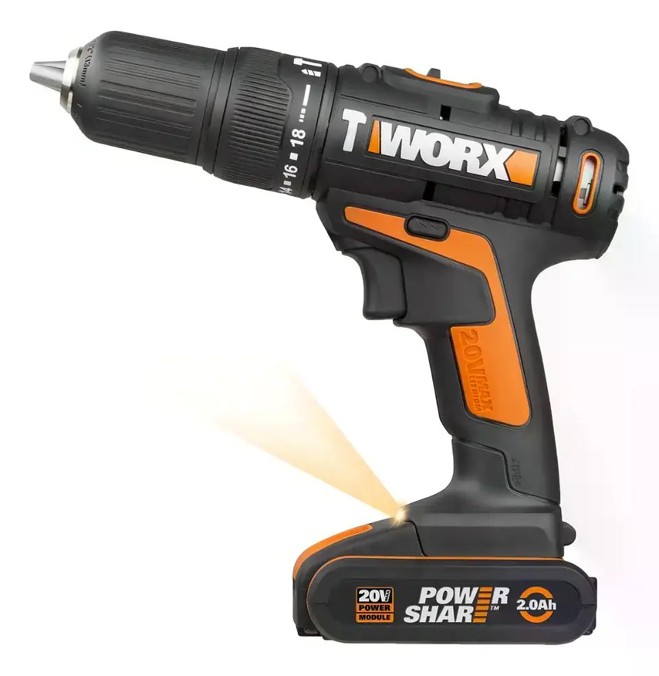 Taladro Percutor Inalámbrico Worx 13 Mm 20v + Bat + Cargador Negro 50/60 Hz 9