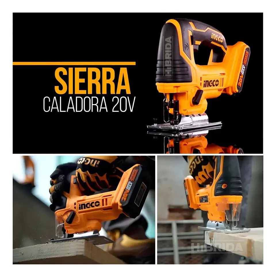 Sierra Caladora Inalámbrica Ingco 20v + 5 Sierras Cjsli8501 12