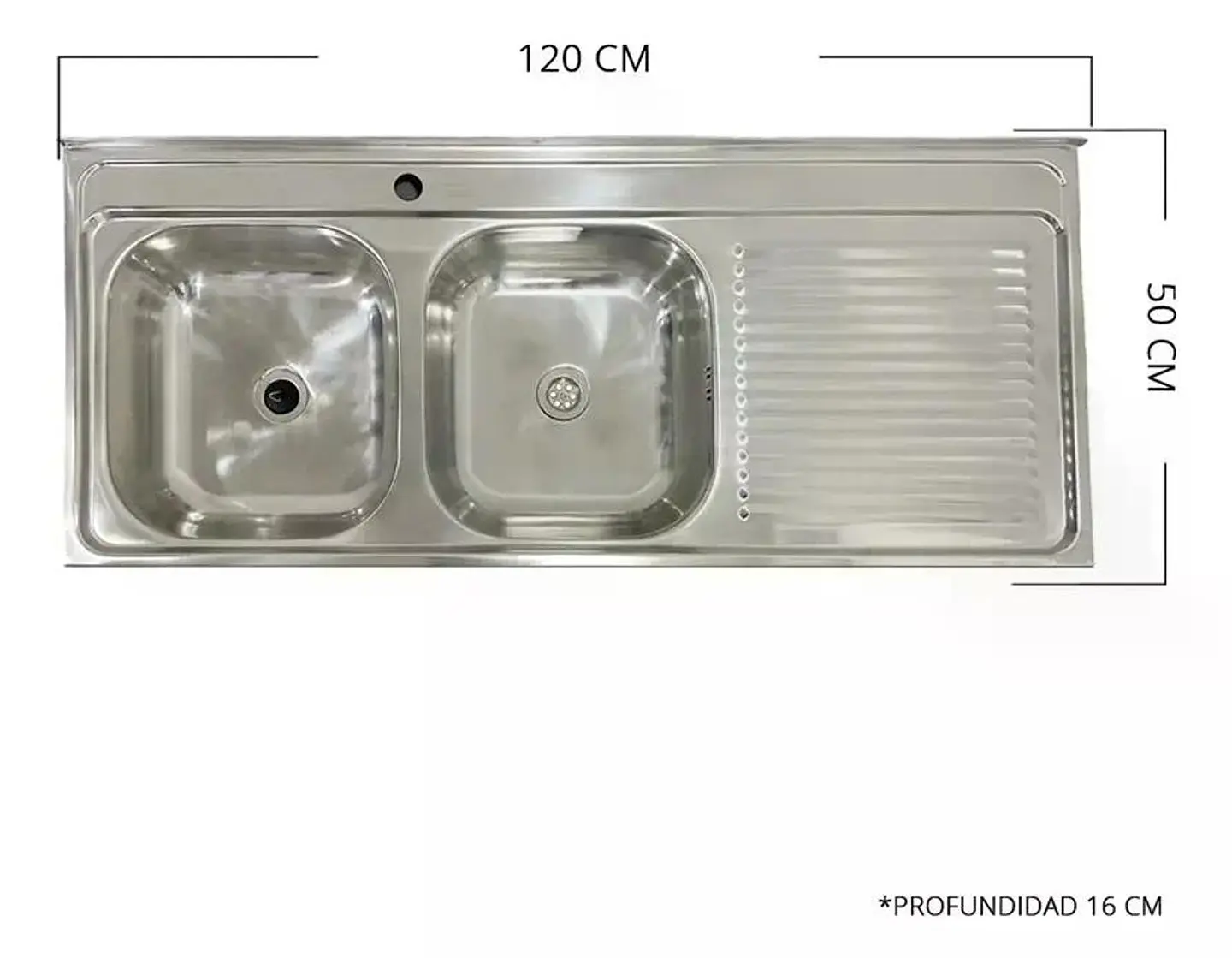 Lavaplatos Doble 120x50 Sobreponer Derecho Monomando Taumm Gris 4