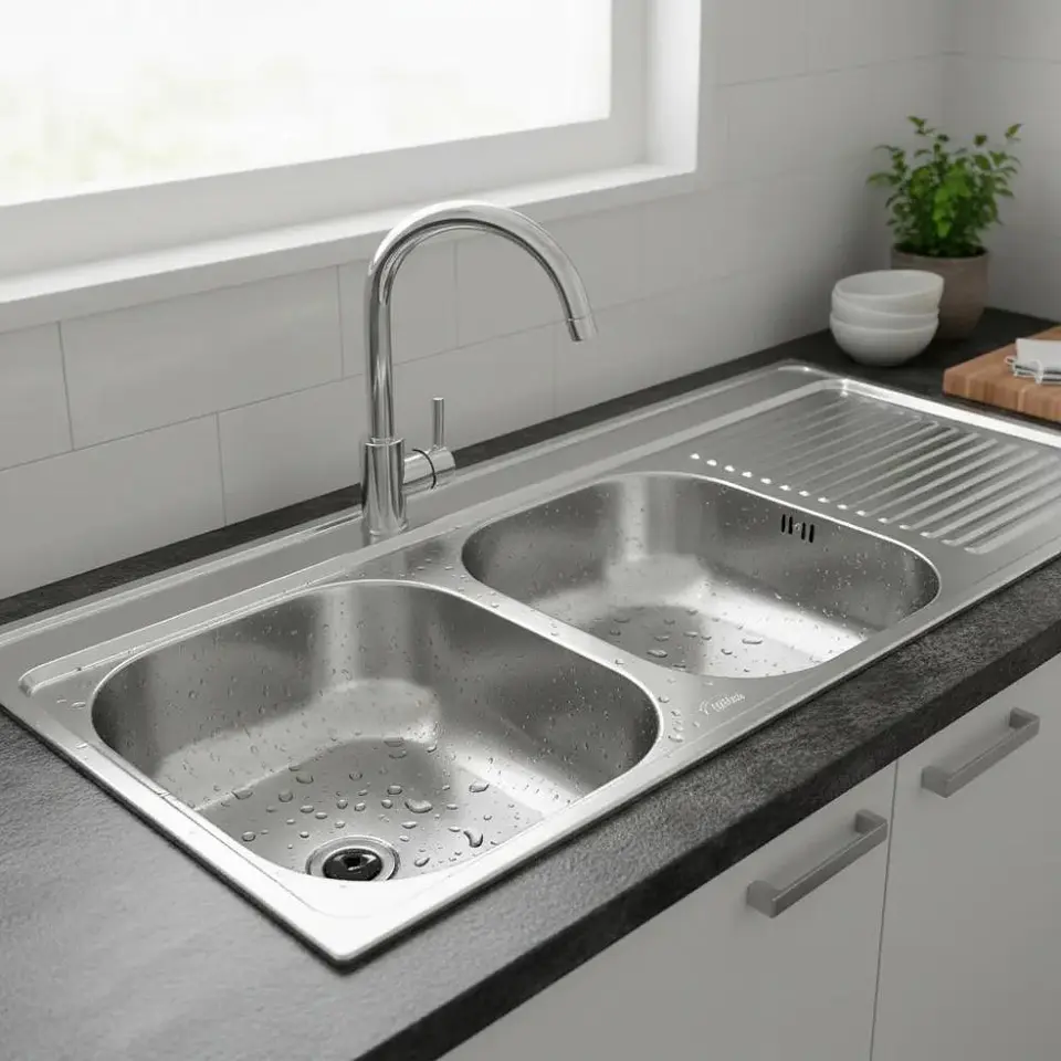 Lavaplatos Doble 120x50 Sobreponer Derecho Monomando Taumm Gris 8