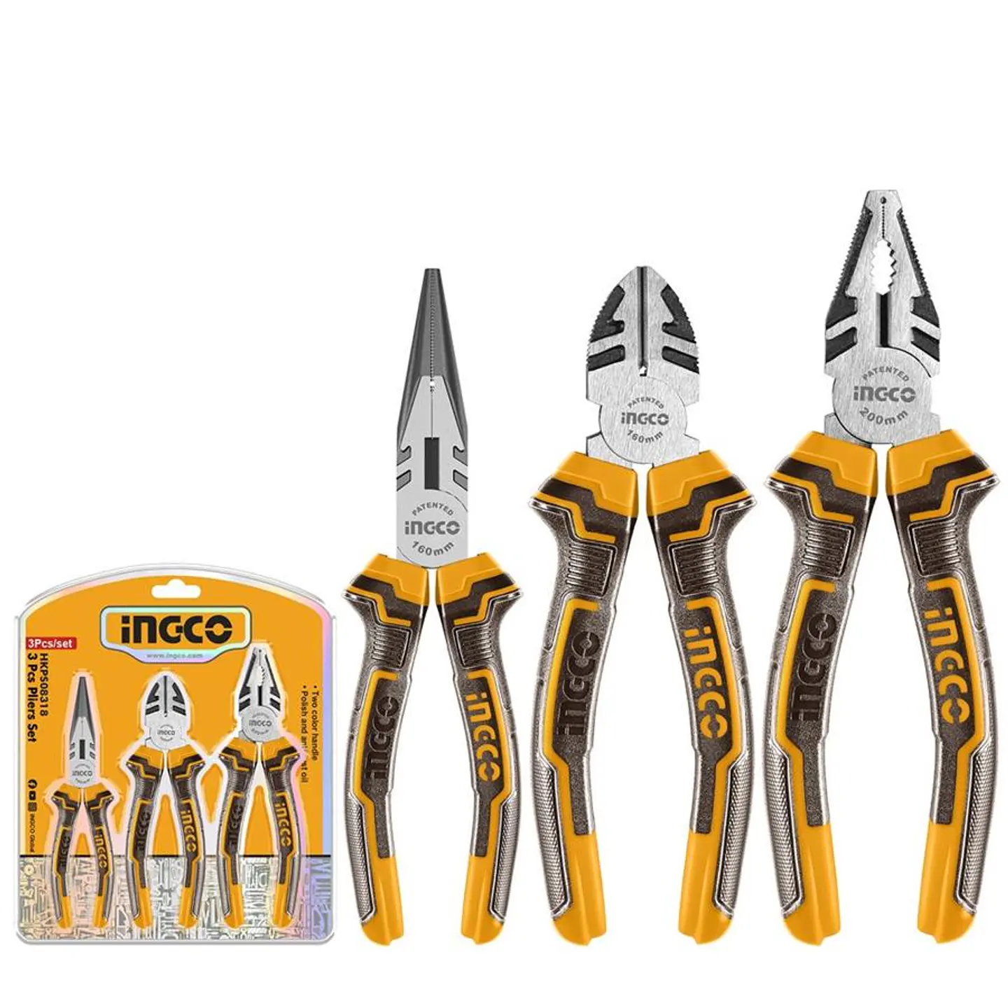 Set Alicates 3 Piezas 160 mm /6 Pulgadas Ingco HKPS08318 1