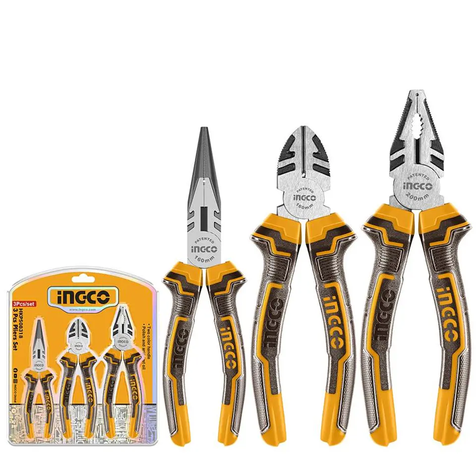 Set Alicates 3 Piezas 160 mm /6 Pulgadas Ingco HKPS08318 1
