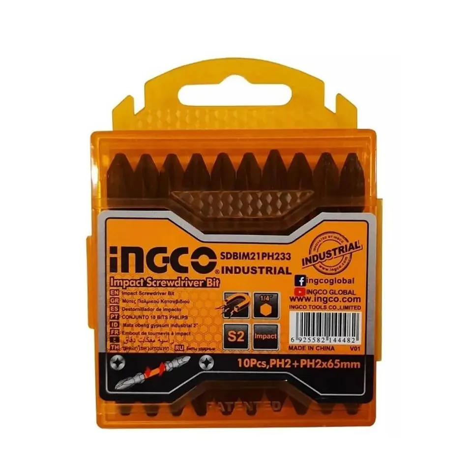 Set de 10 Puntas Doble Atornillador Impacto PH2x65mm Ingco 4