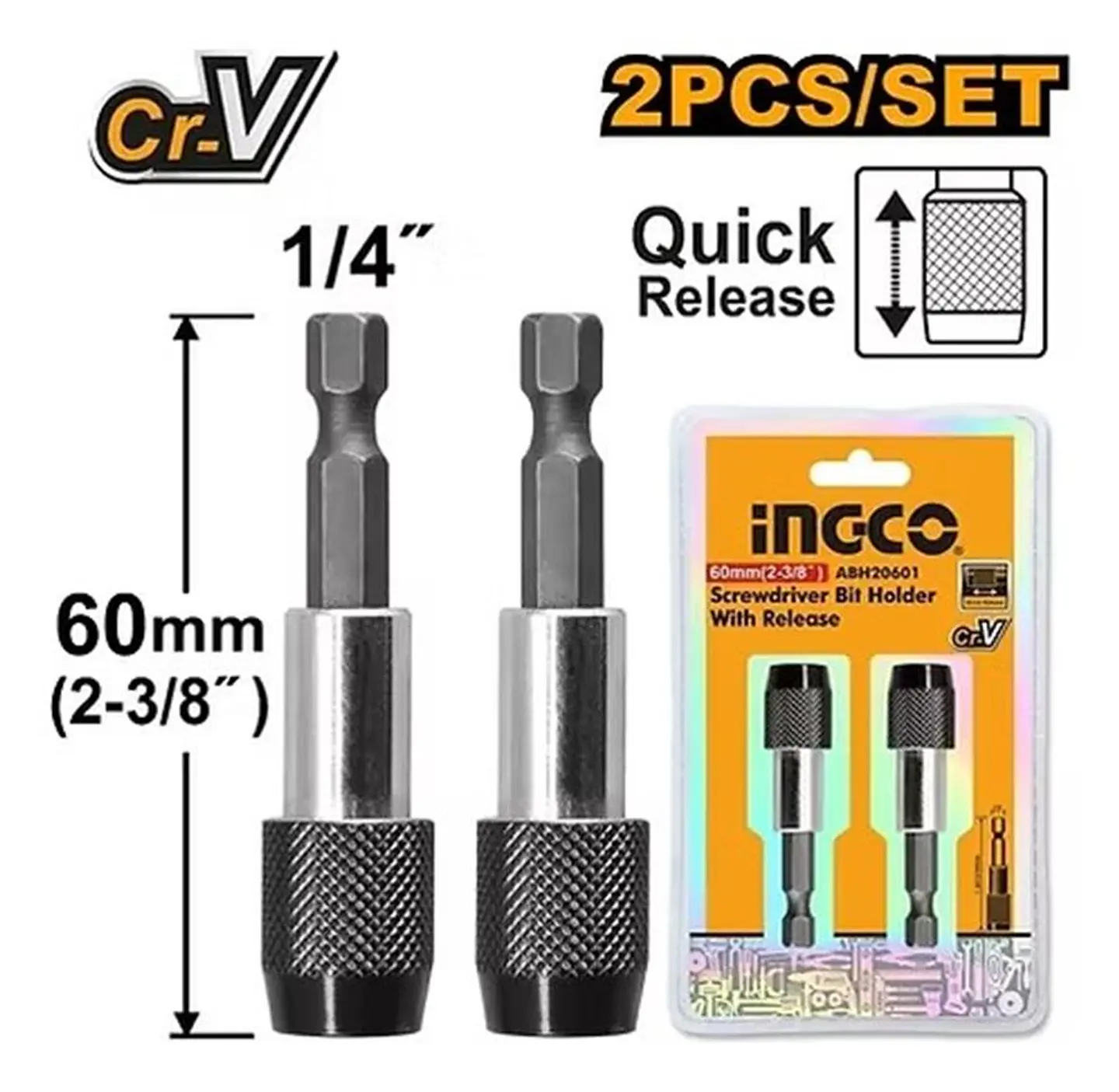 Set de 2 Adaptador Puntas 1/4 Pulgadas 60 mm  Ingco ABH20601 4
