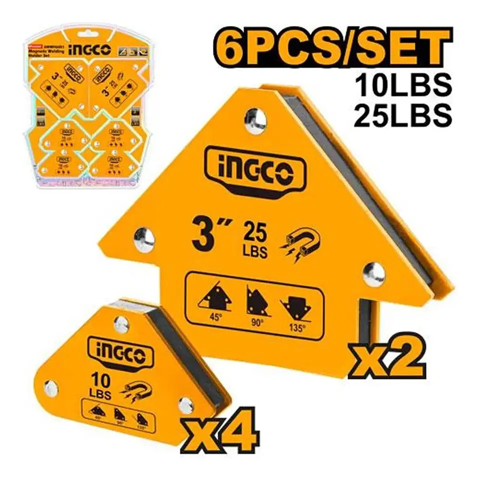 Set de 6 Escuadras Magneticas 10-25 LB INgco AMWH6001 2