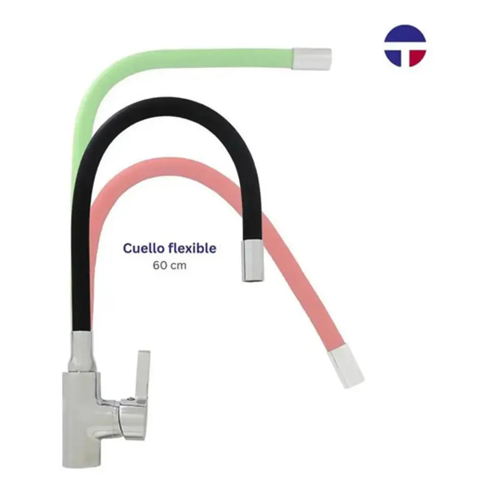 Llave Monomando Lavaplatos Cuello Flexible Taumm Grifo Rojo Brillante 5