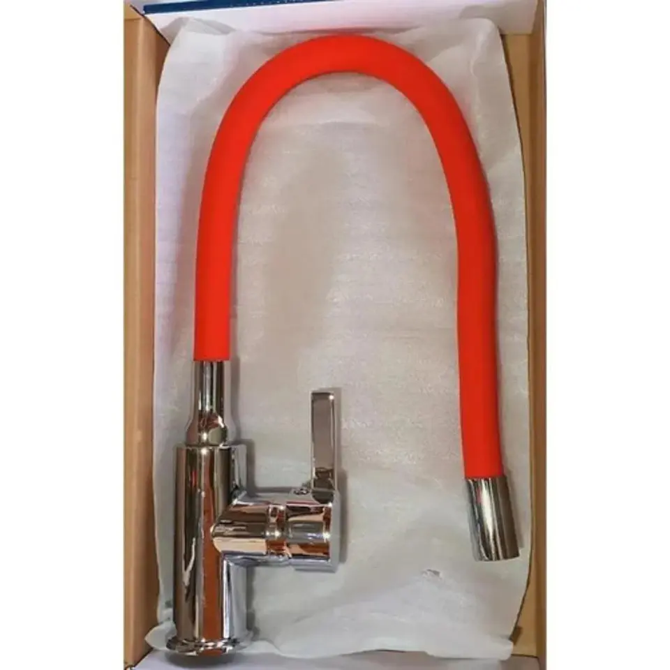 Llave Monomando Lavaplatos Cuello Flexible Taumm Grifo Rojo Brillante 6