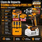 Llave Pistola De Impacto Bl 1/2 550 Nm Ingco 2 Bat Ciwli2055 Marrón Oscuro 20v 50 - 60 Hz - Miniatura 10