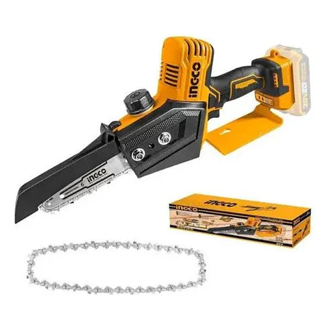 Mini Motosierra Inalambrica Brushless Ingco 20v 6 Pulgadas Naranja