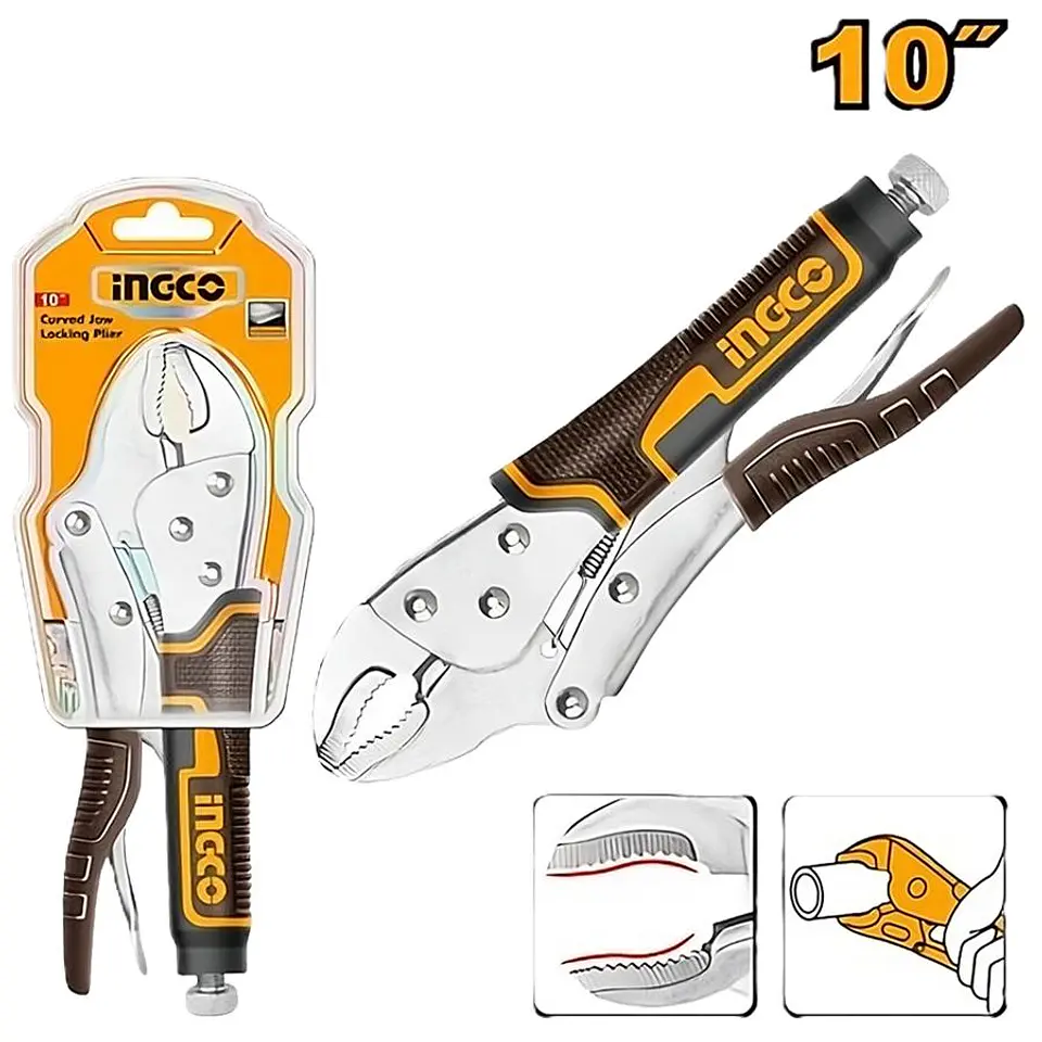 Alicate Caiman Mordaza Curvo 10 Pulgadas 250 mm Ingco 1