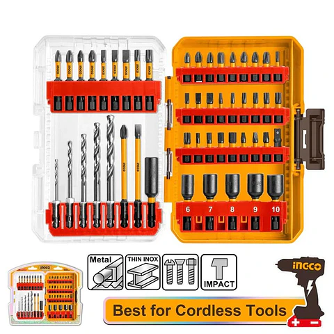 Set 49 Puntas Mechas Para Atornillador De Impacto Ingco