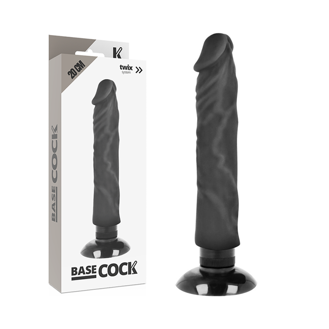 BASECOCK - VIBRADOR REALÍSTICO BASECOCK 2-1 PRETO 20 CM -O- 4 CM 1