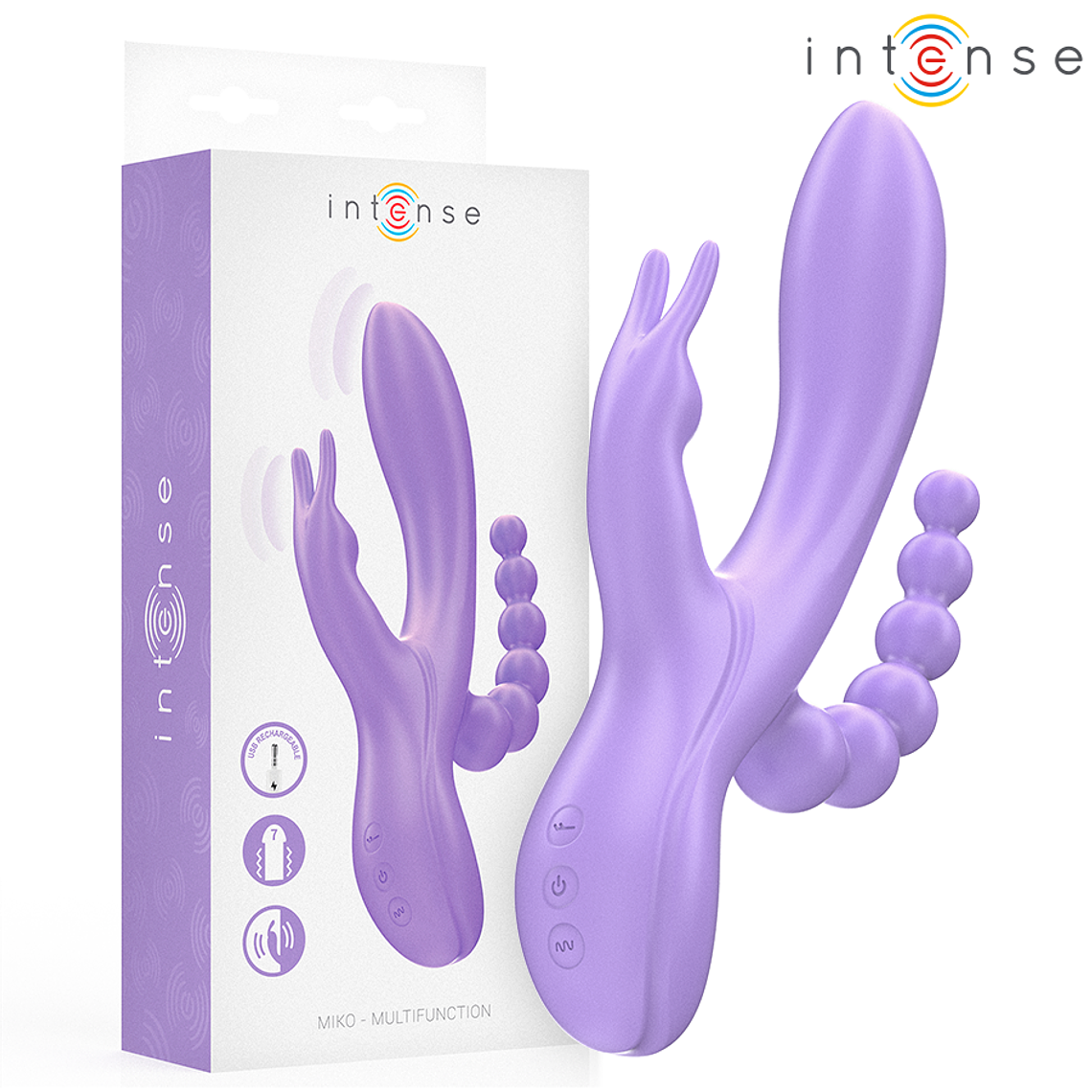 INTENSE - MIKO TRIPLO VIBRADOR COELHO & ESTIMULADOR & ANAL 7 VIBRAÇÕES ROXO 1