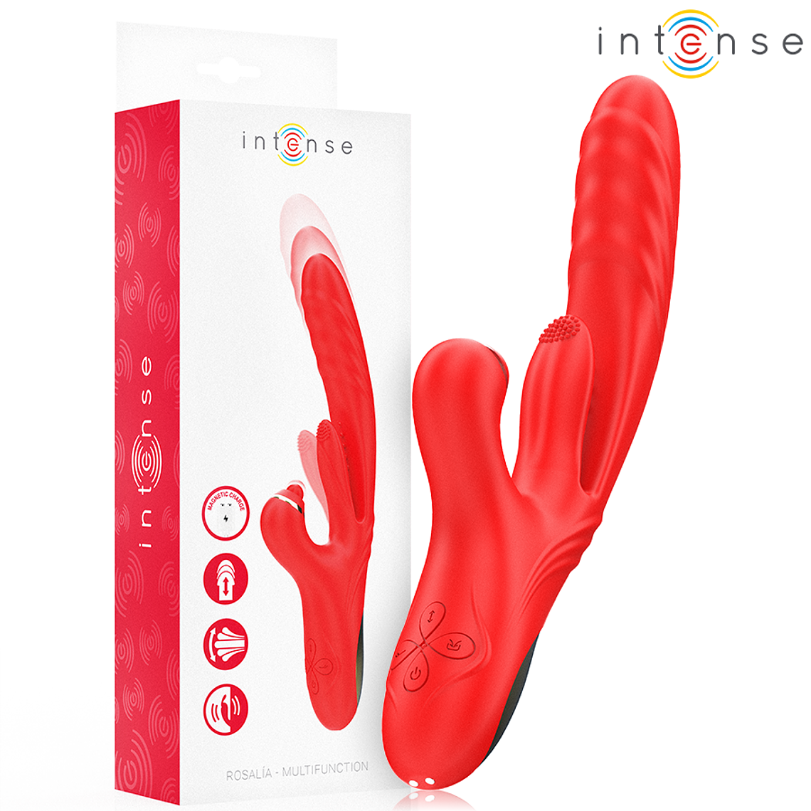 INTENSE - ROSALIA VIBRADOR MULTIFUNCIONAL 3 EM 1 VERMELHO 1