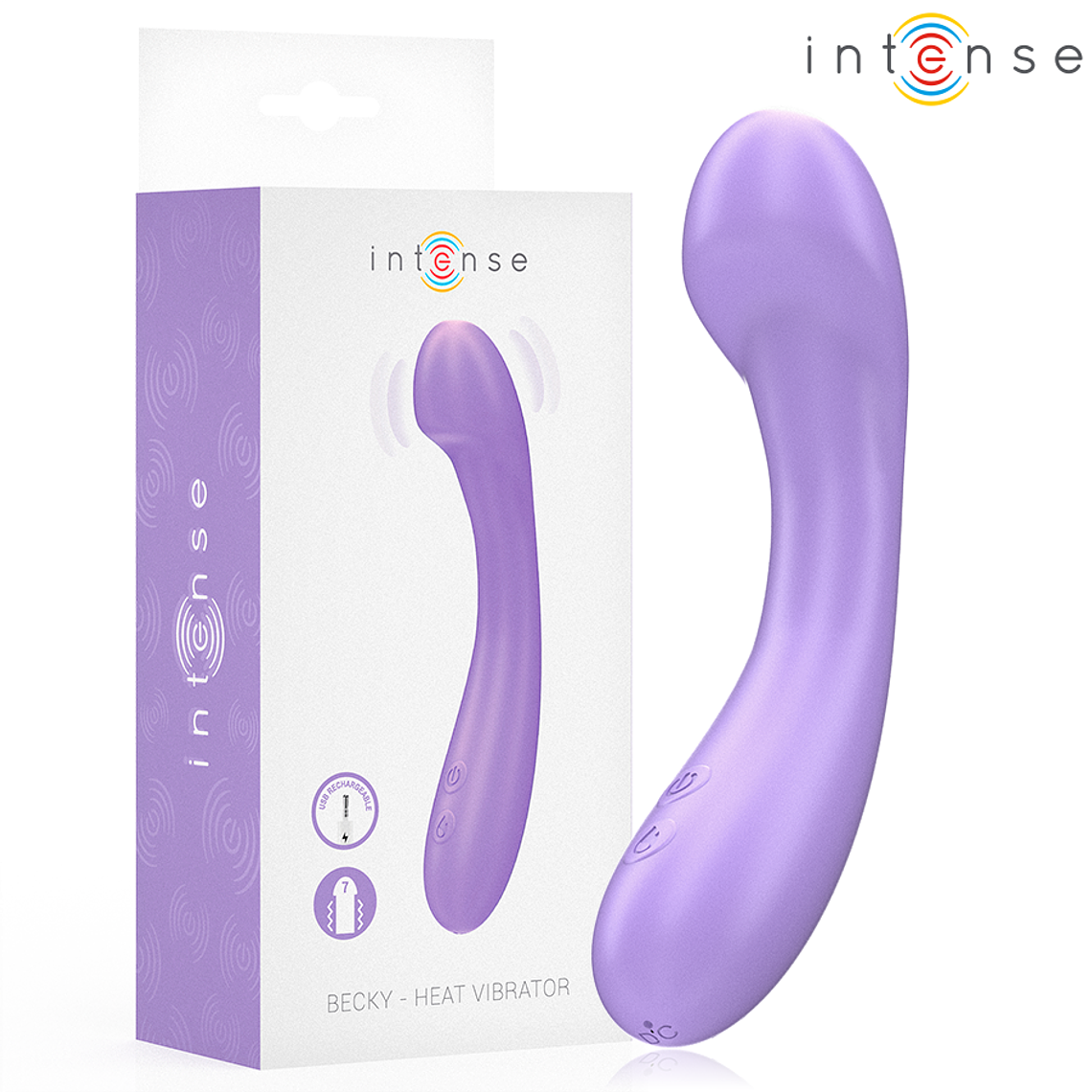 INTENSE - VIBRADOR BECKY 19 CM AQUECÍVEL 7 VIBRAÇÕES ROXO 1