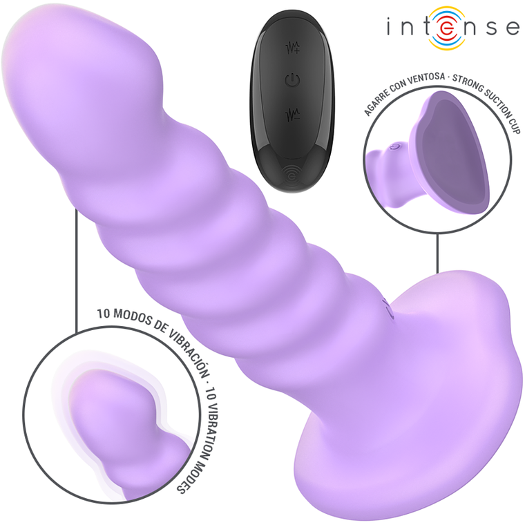 INTENSE - VIBRADOR BRENDA TAMANHO M DESIGN ESPIRAL 10 VIBRAÇÕES ROXO CONTROLE REMOTO 1