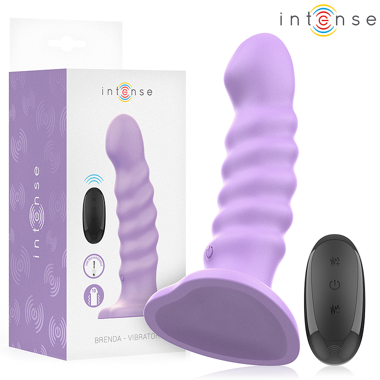 INTENSE - VIBRADOR BRENDA TAMANHO M DESIGN ESPIRAL 10 VIBRAÇÕES ROXO CONTROLE REMOTO 1
