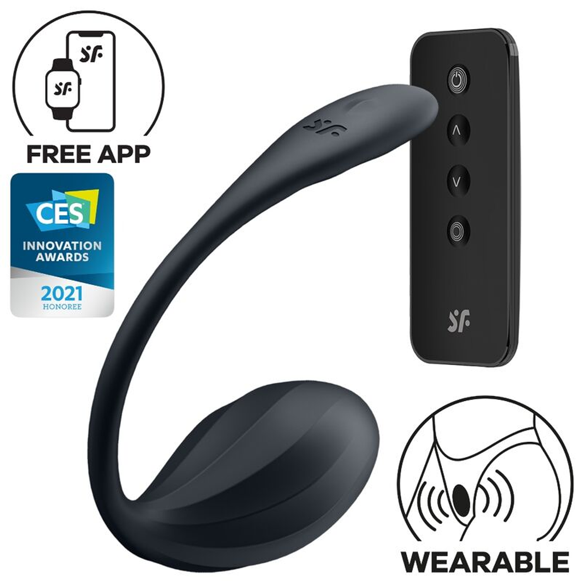 SATISFYER - RIBBED PETAL ESTIMULADOR DE PONTO G CONTROLE REMOTO PRETO APLICATIVO GRATUITO 1