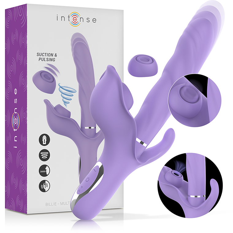 INTENSE - VIBRADOR DE SUCÇÃO MULTIFUNCIONAL BILLIE RECARREGÁVEL COM BOTÃO ROXO 1