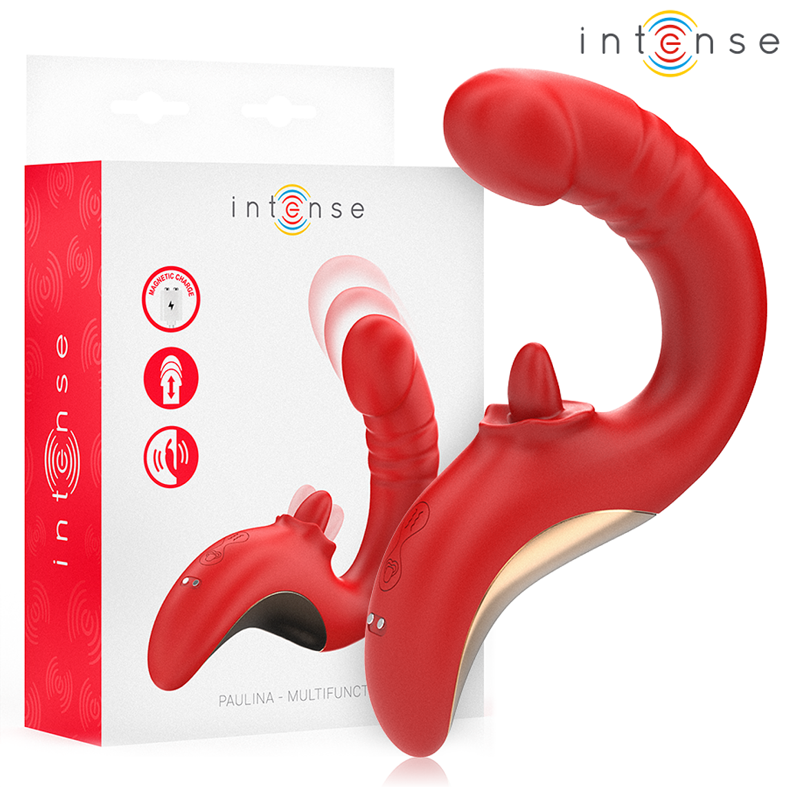 INTENSE - VIBRADOR E ESTIMULADOR PAULINA EM FORMATO U VERMELHO 1