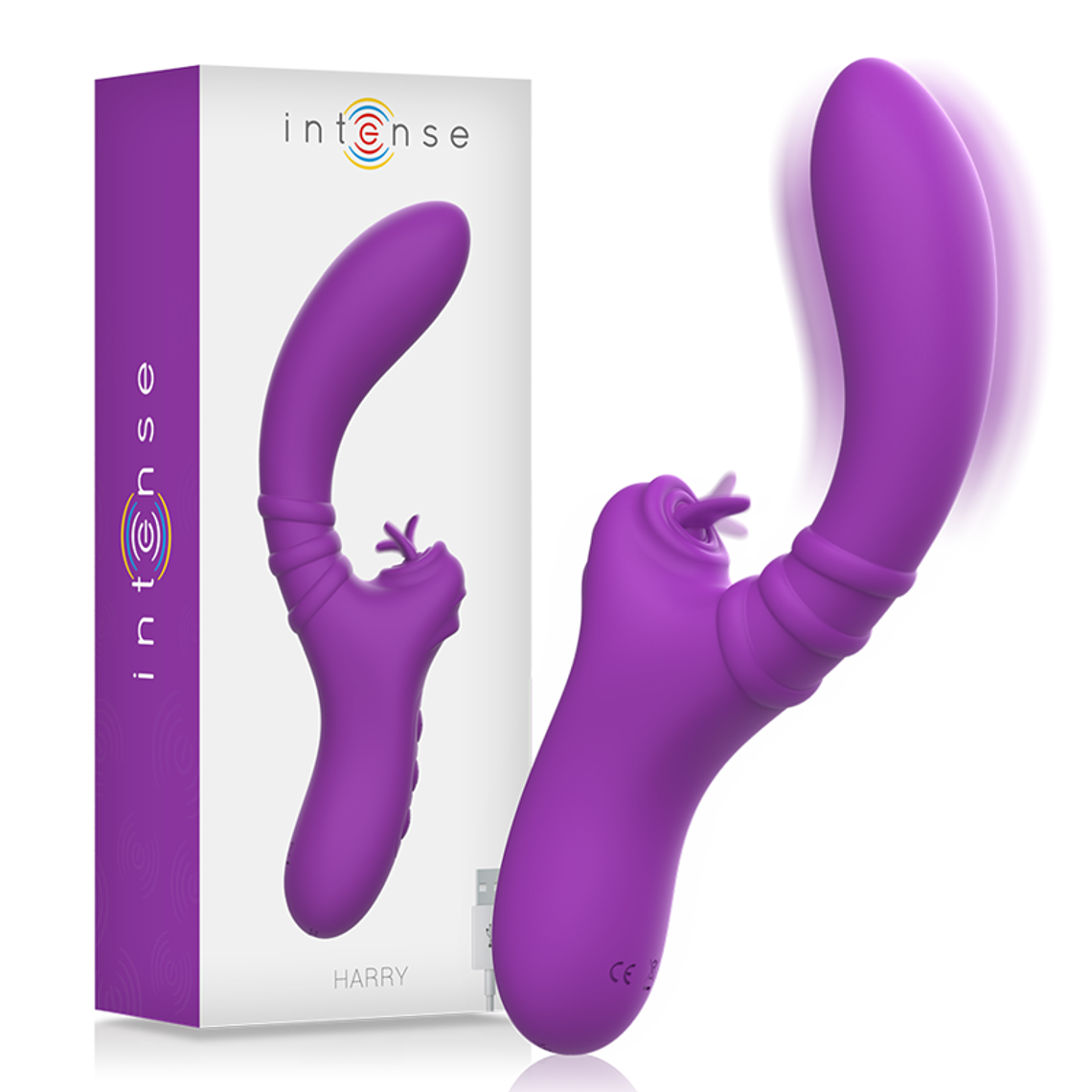 INTENSE - VIBRADOR FLEXÍVEL HARRY COM LÍNGUA ROXA 1