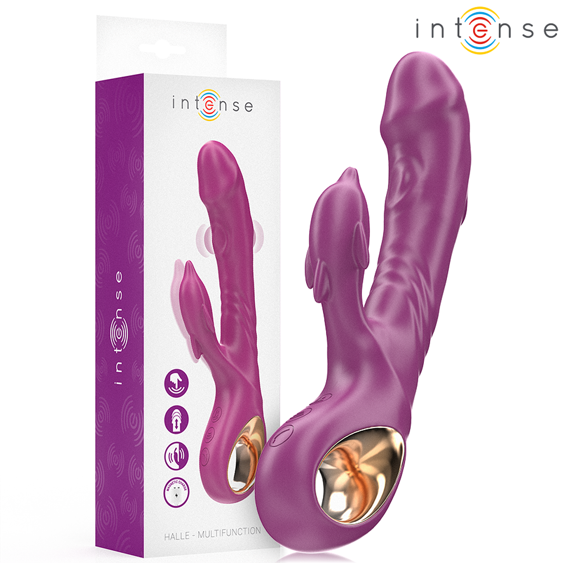 INTENSE - VIBRADOR MULTIFUNCIONAL HALLE COM LÍNGUA ESTIMULANTE DE GOLFINHOS ROXO 1