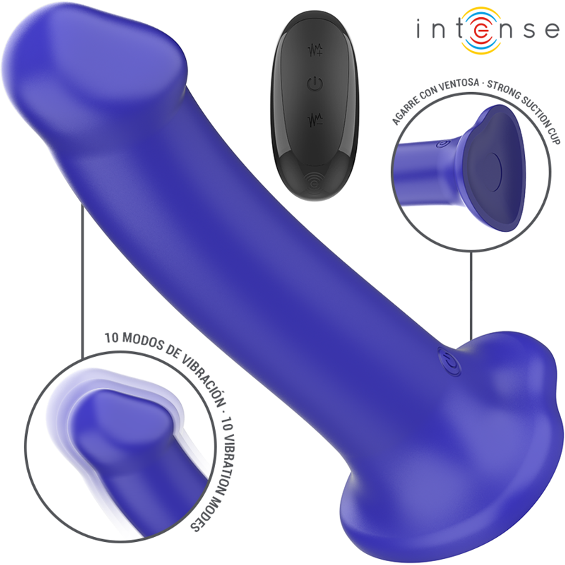 INTENSE - VIBRADOR VICTORIA COM VENTOSA 10 VIBRAÇÕES AZUL ESCURO CONTROLE REMOTO 1