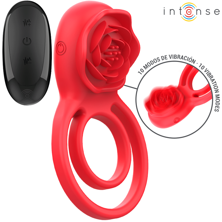 INTENSE - ESTIMULADOR GAIL ROSE 10 VIBRAÇÕES VERMELHO CONTROLE REMOTO 1