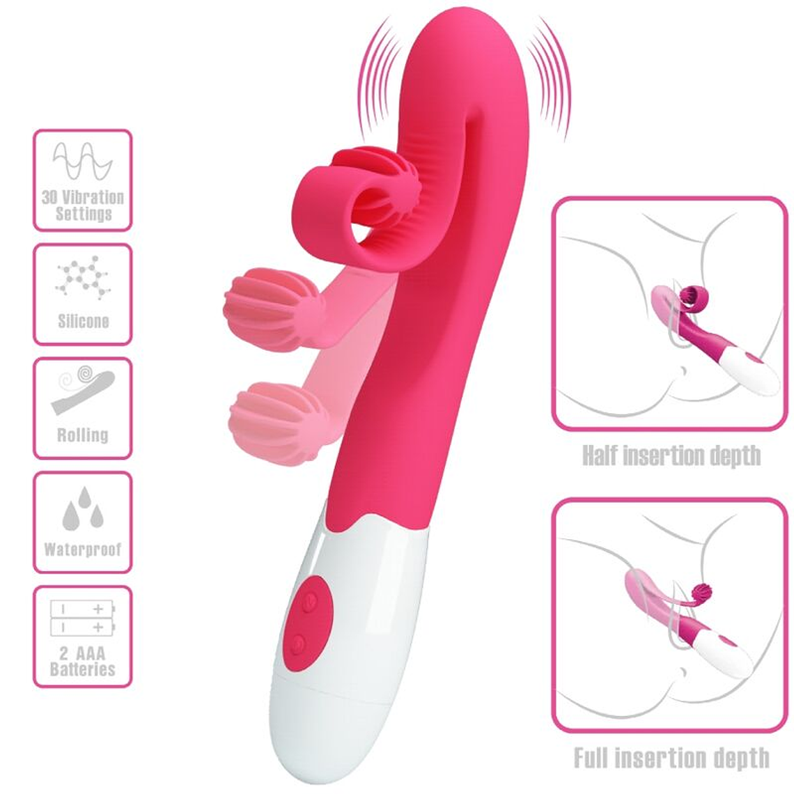 ROMANCE - VIBRADOR E ESTIMULADOR 30 VELOCIDADES COR-DE-ROSA 1