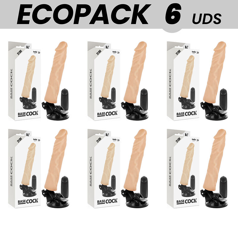 ECOPACK 6 UNIT - BASECOCK VIBRADOR REALÍSTICO CONTROLE REMOTO NATURAL 21 CM -O- 4 CM 1
