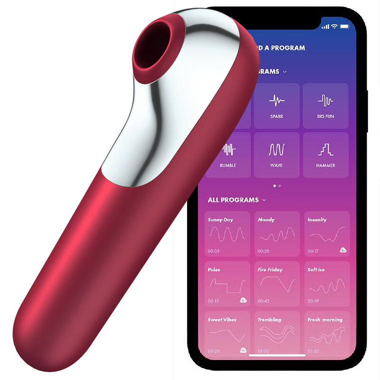 SATISFYER - VIBRADOR E SUCCIONADOR DUAL LOVE COM AR PULSADO VERMELHO 1
