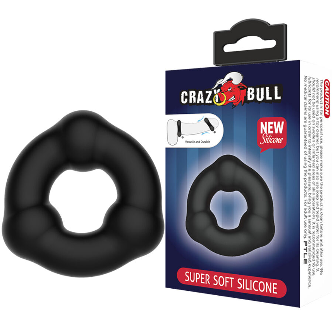 CRAZY BULL - ANEL DE SILICONE SUPER MACIO COM NÓDULOS 1