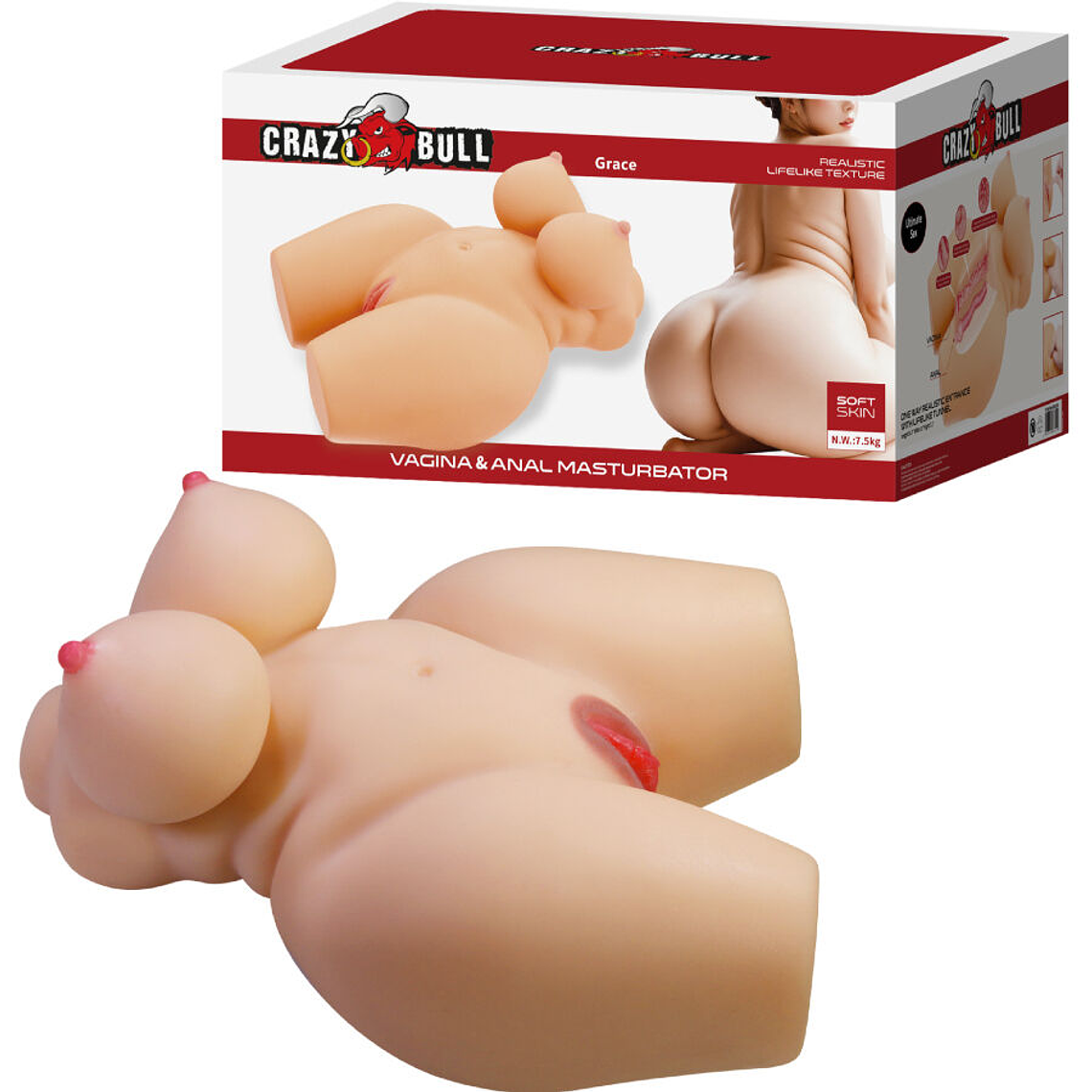 CRAZY BULL - GRACE TRONCO FEMININO REALISTA VAGINA E ANAL 7,5 KG 1