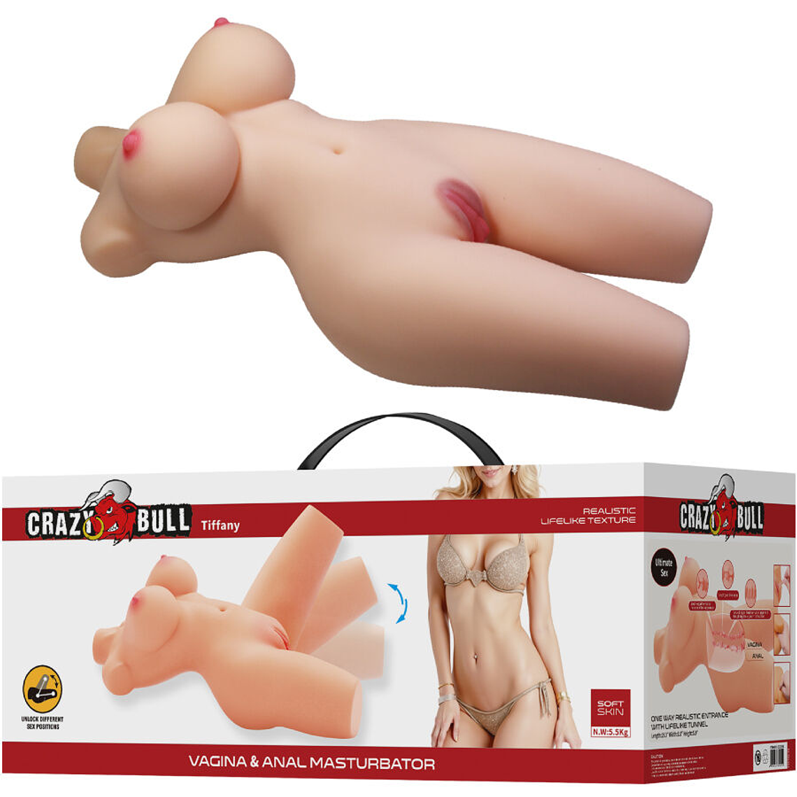 CRAZY BULL - TIFFANY TORSO FEMININO REALISTA VAGINA E ANAL 5,5 KG 1