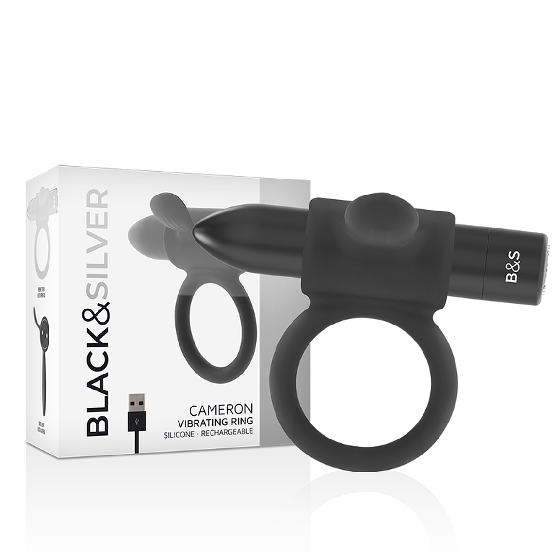 BLACK&SILVER - ANEL RECARREGÁVEL CAMERON PRETO 1