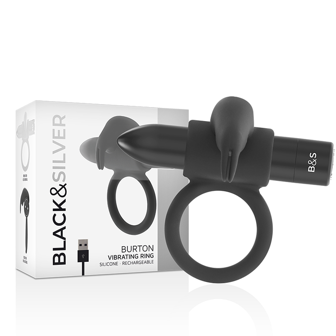 BLACK&SILVER - BURTON RING 10 MODOS DE VIBRAÇÃO PRETO 1