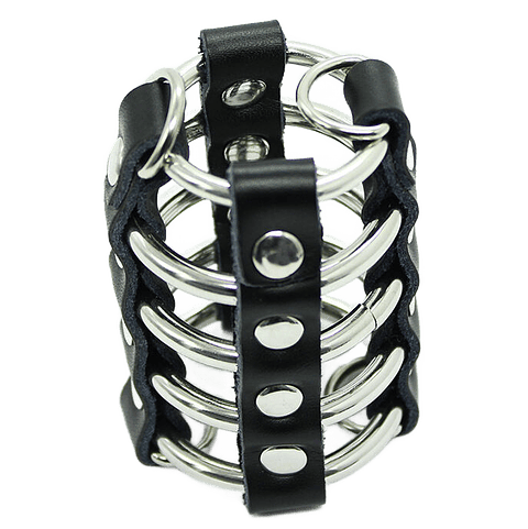 OHMAMA FETISH - GAIOLA PARA PÊNIS COM ANÉIS DE METAL E ALAS DE COURO