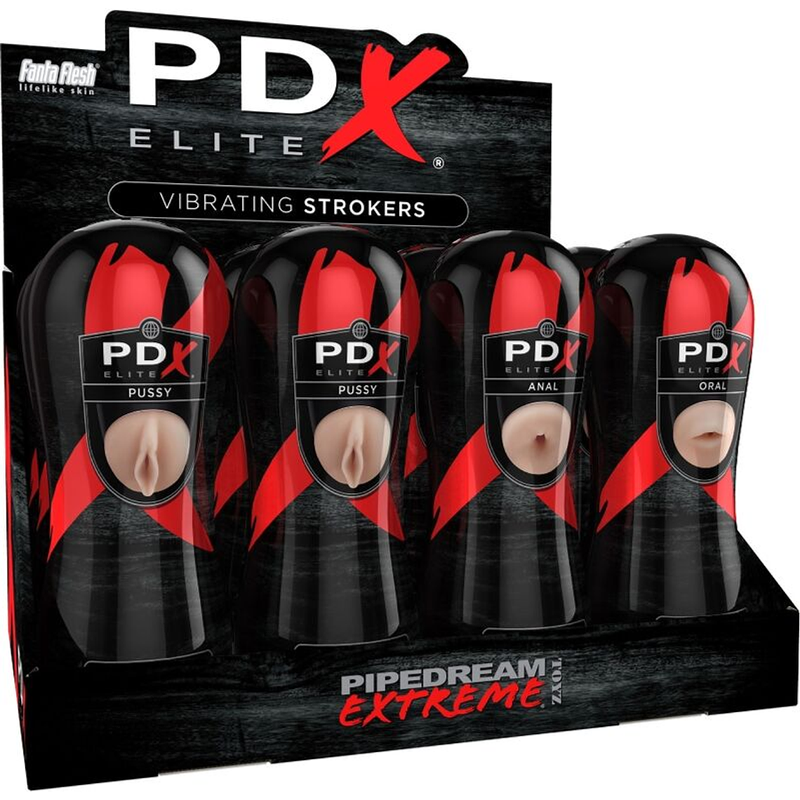 PDX ELITE - CONJUNTO STROKER 12 UNIDADES: 6X VAGINA, 3X ANO, 3X BOCA 1