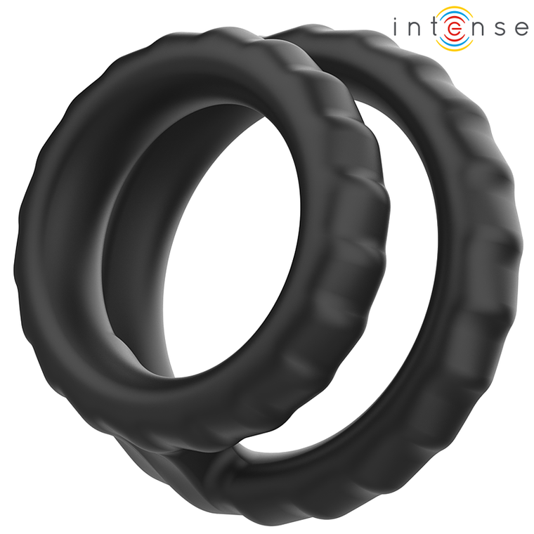 INTENSE - DEWEY ANEL DE PÊNIS DUPLO DE SILICONE PRETO MODELO 2 1