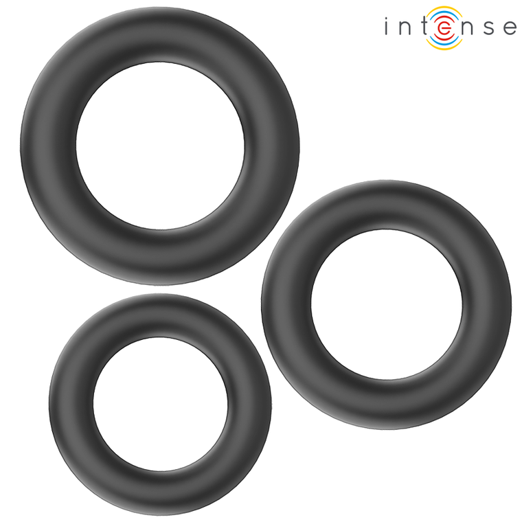 INTENSE - HUGH 3 ANÉIS DE SILICONE BÁSICOS PRETOS 1
