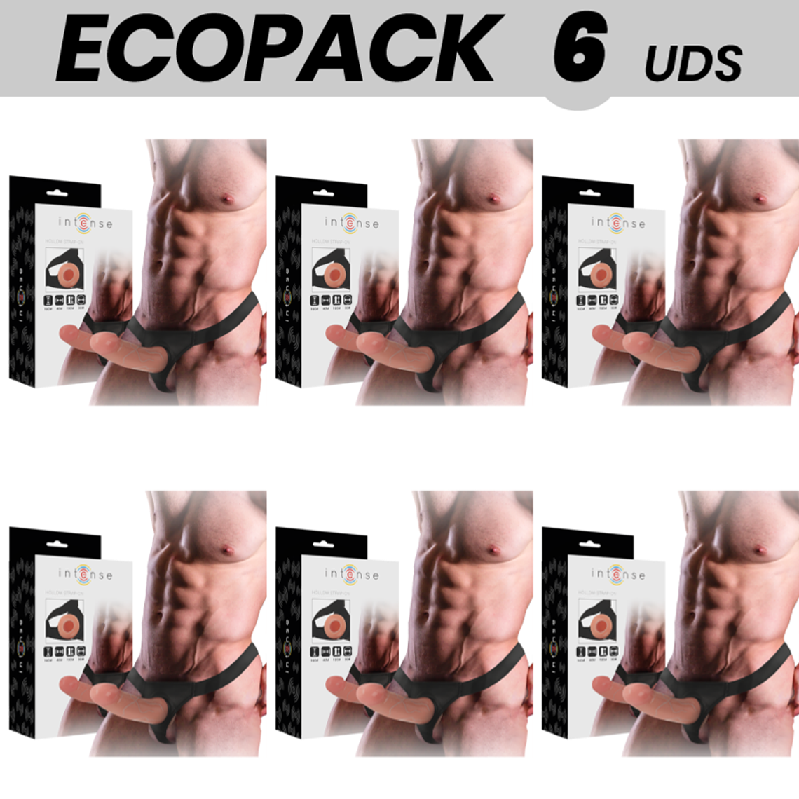 ECOPACK 6 UNIDADES - INTENSE ARNÊS OCO COM DILDO 16 X 3 CM 1