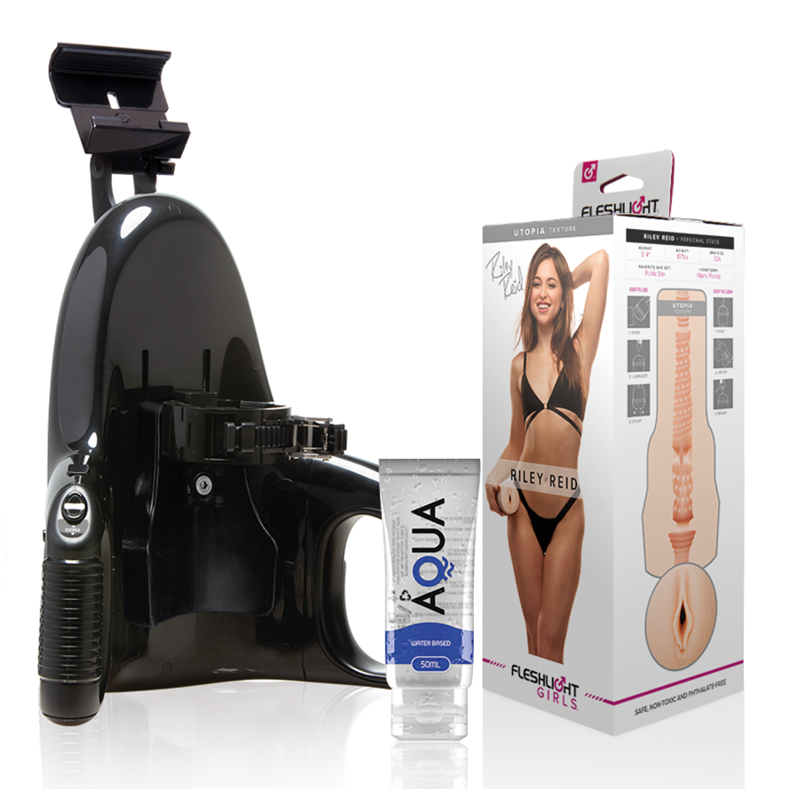 FLESHLIGHT - VAGINA RILEY REID UTOPIA + LANÇAMENTO UNIVERSAL + LUBRIFICANTE AQUA QUALITY 50 ML 1