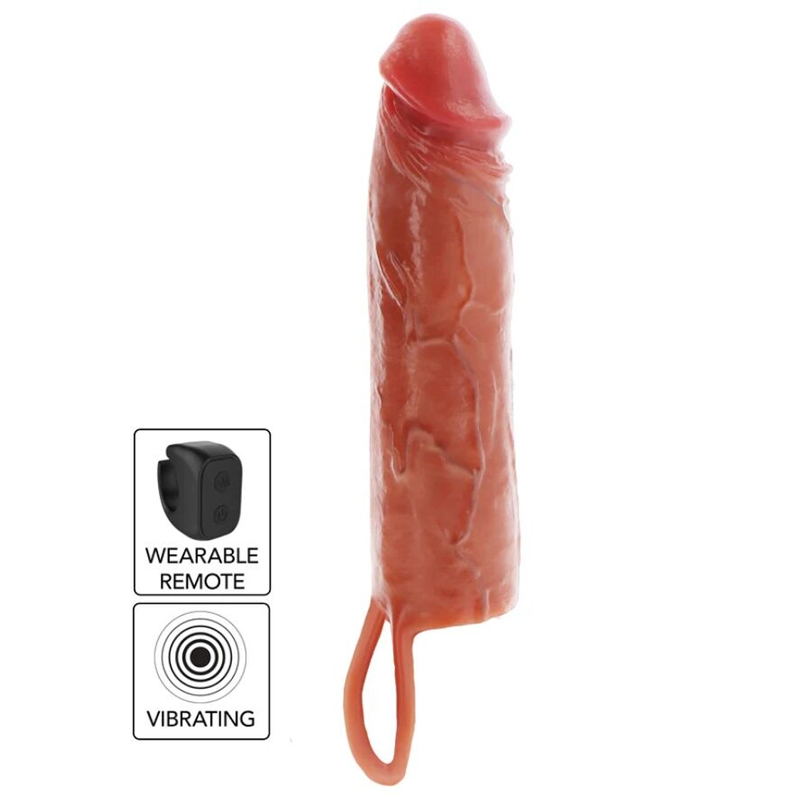 GET REAL - CAPA VIBRATÓRIA DE SILICONE PARA PELE HIDRATADA, CARAMELO, 20 CM 1