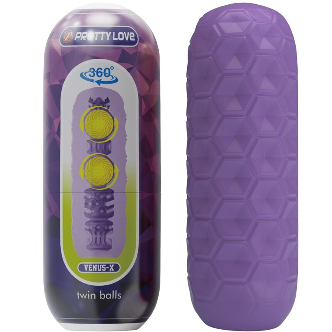 PRETTY LOVE - MASTURBADOR MASCULINO TWIN BALLS ROXO 1